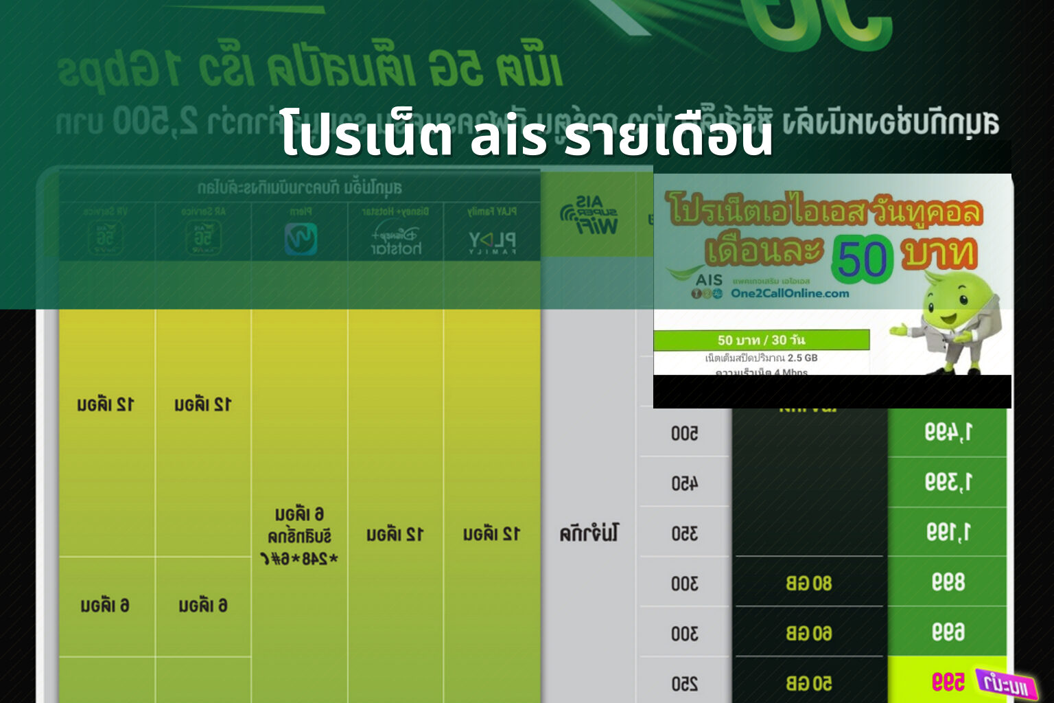 โปรเน็ต ais รายเดือน - monthly AIS internet plan