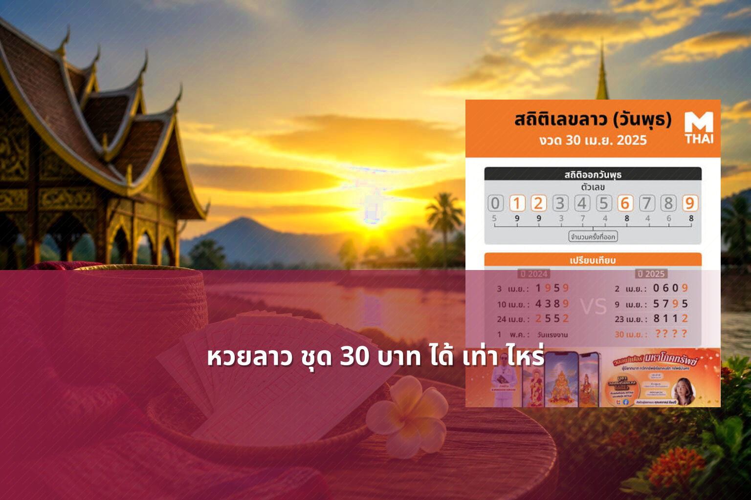 หวยลาว ชุด 30 บาท ได้ เท่า ไหร่ - หวยลาว
