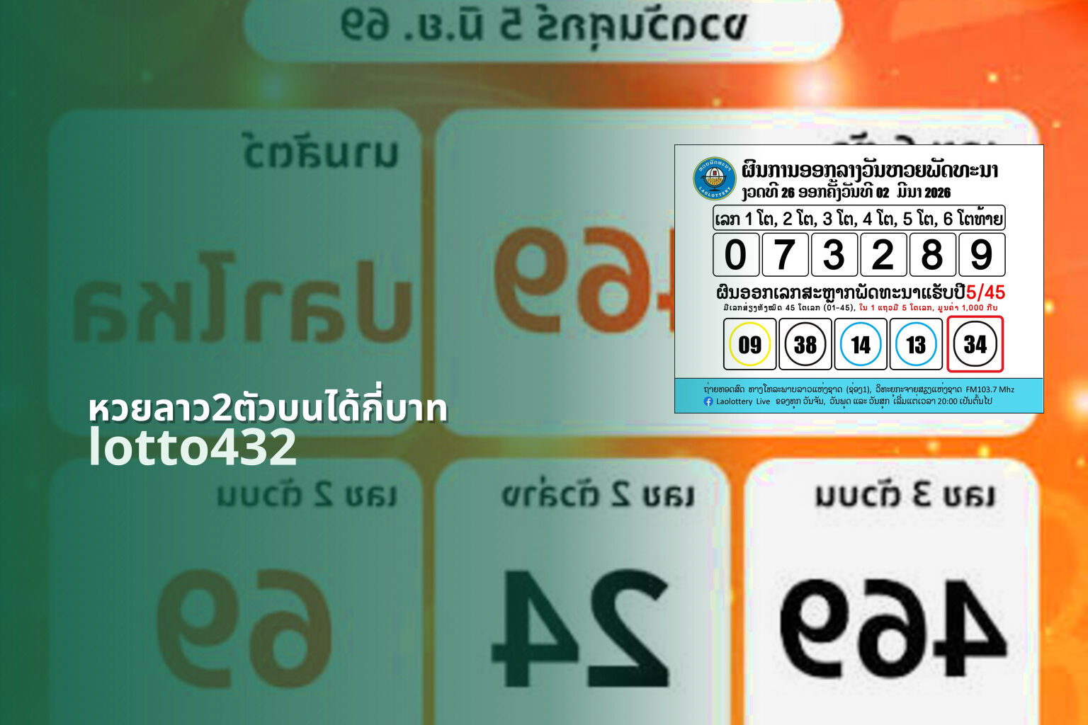 หวยลาว2ตัวบนได้กี่บาท lotto432