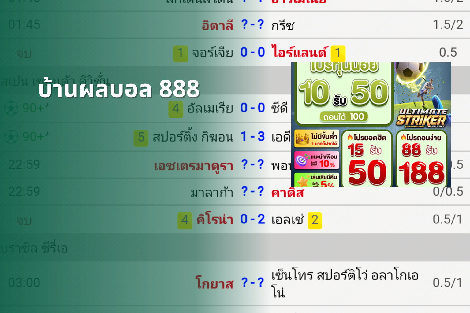 บ้านผลบอล 888 - live sports scores