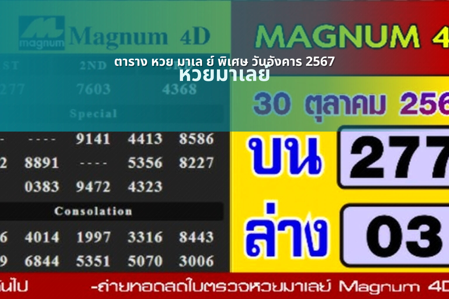 ตาราง หวย มาเล ย์ พิเศษ วันอังคาร 2567 - lottery schedule