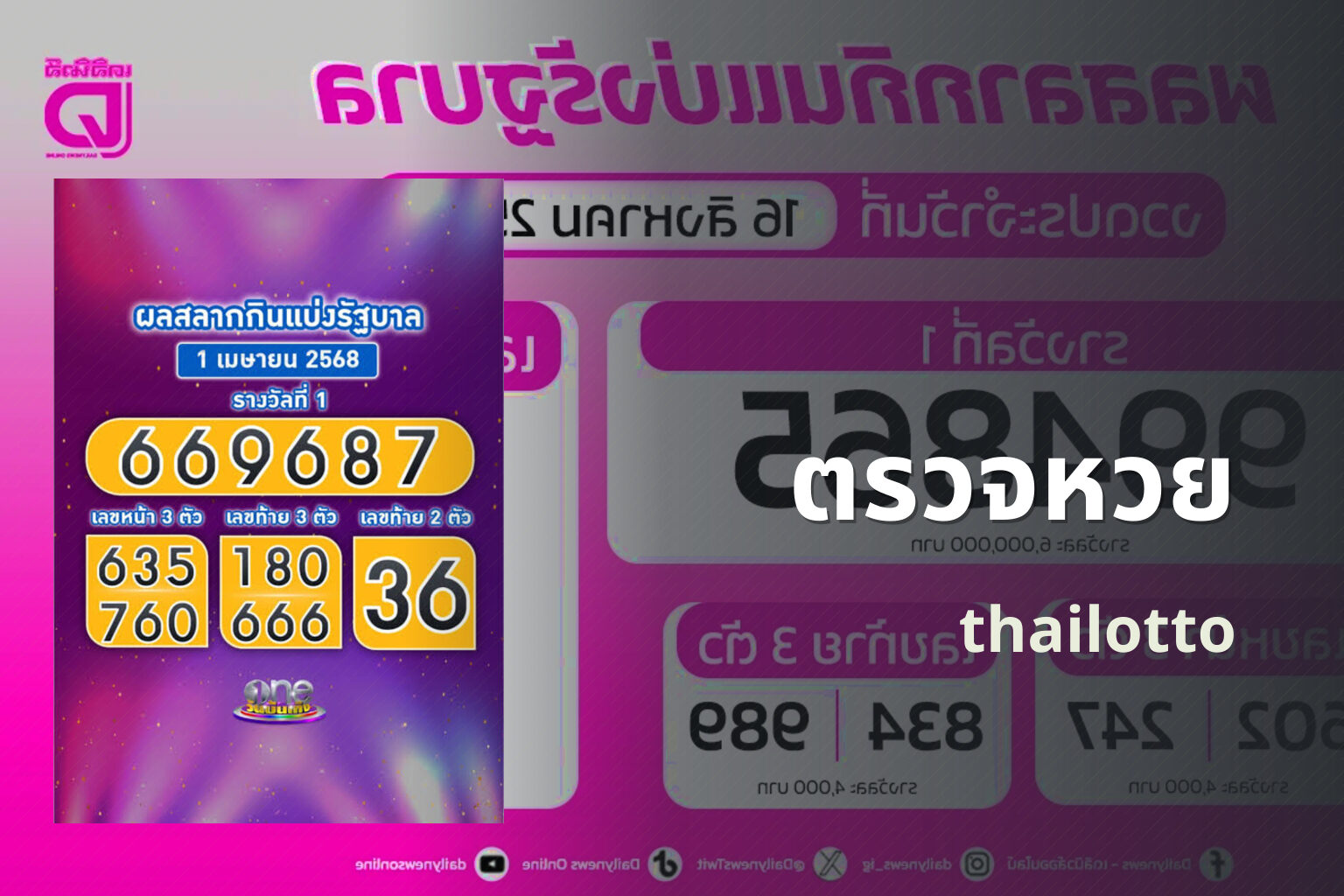 ตรวจหวย - lottery results