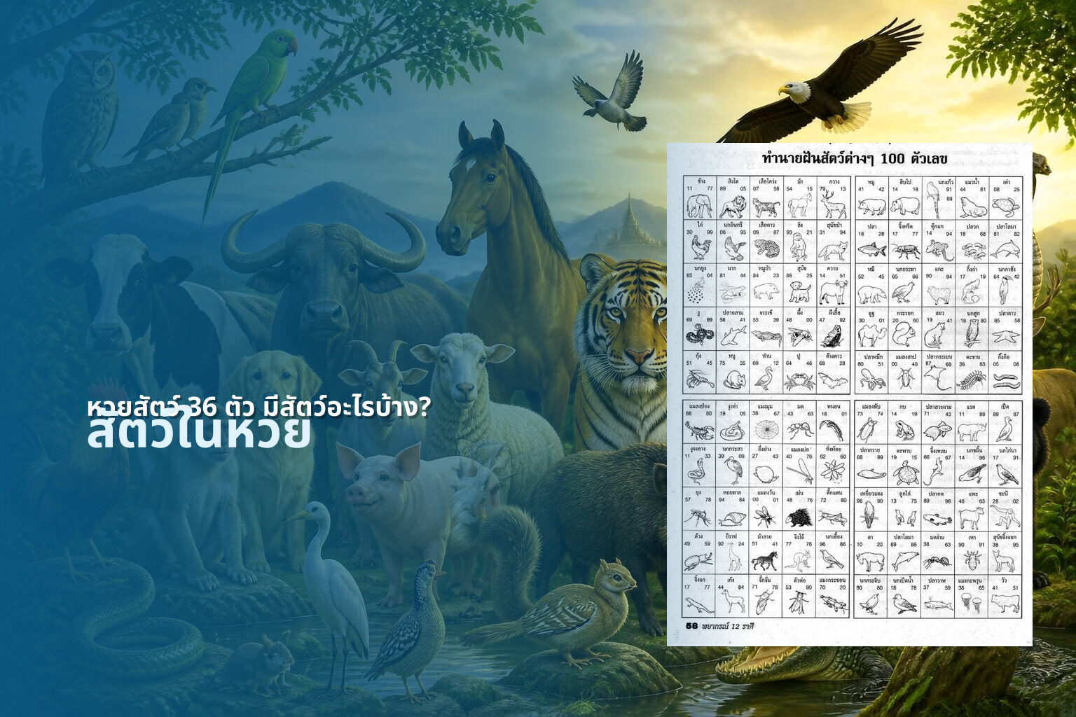หวยสัตว์ 36 ตัว มีสัตว์อะไรบ้าง? - animal lottery