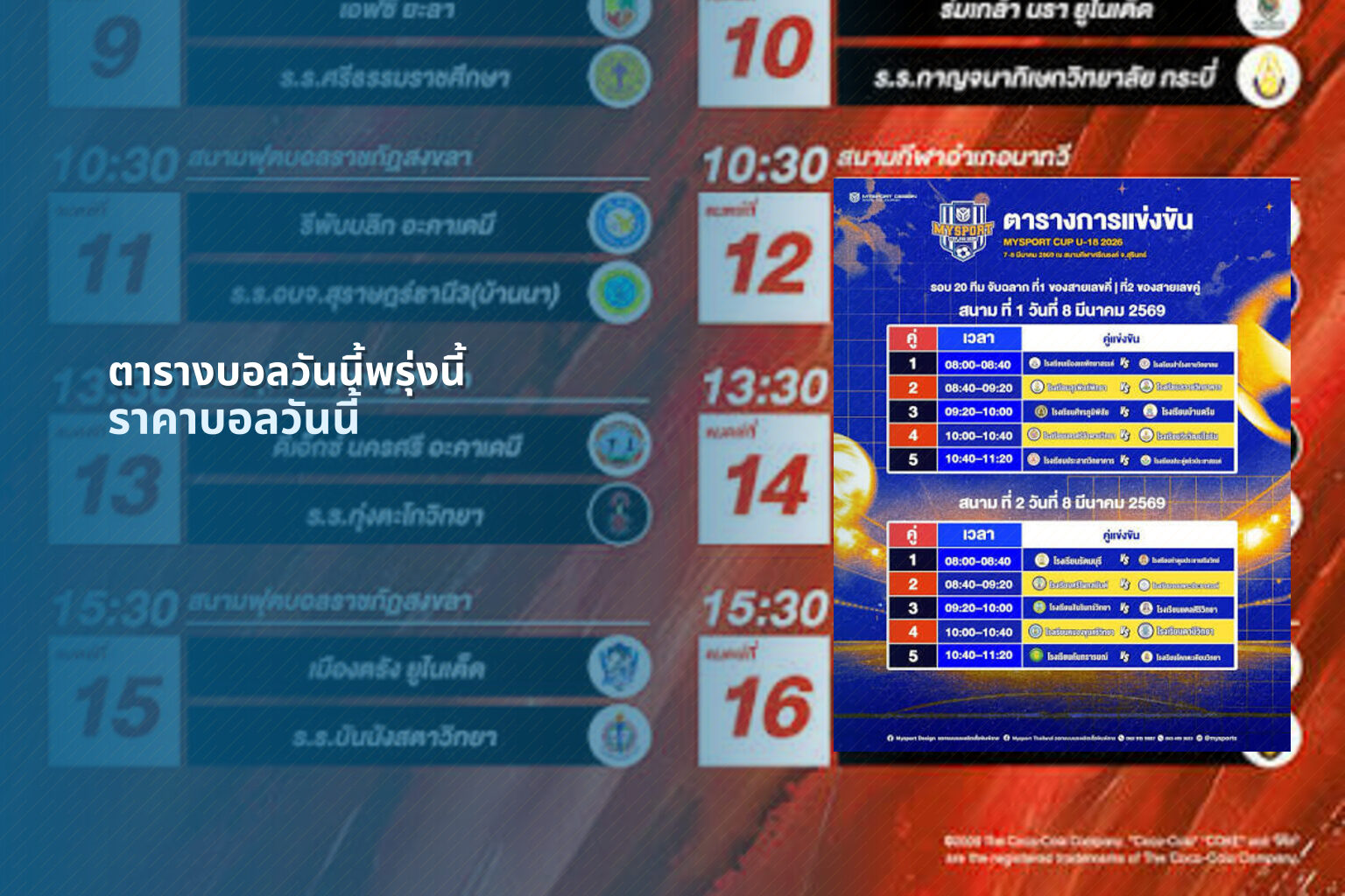 ตารางบอลวันนี้พรุ่งนี้ - football schedule
