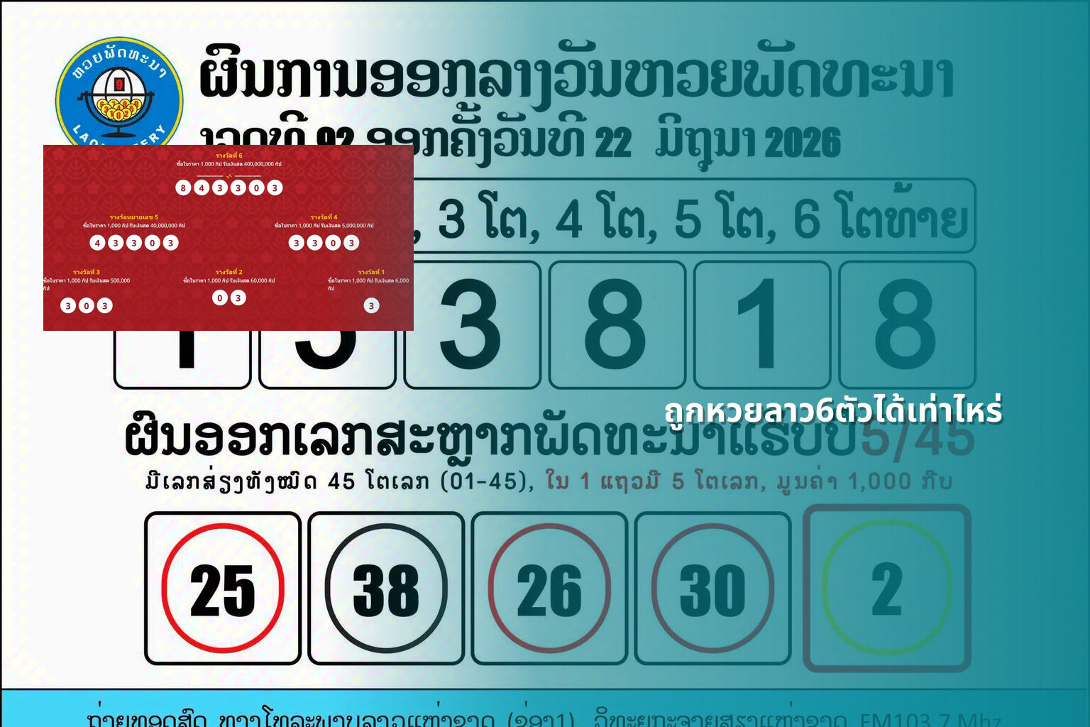 ถูกหวยลาว6ตัวได้เท่าไหร่ - หวยลาว