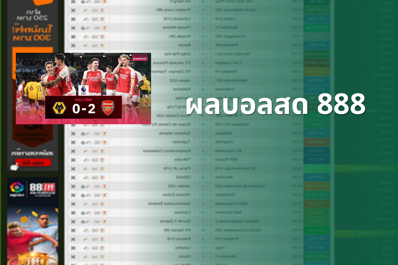 ผลบอลสด 888 - live football scores