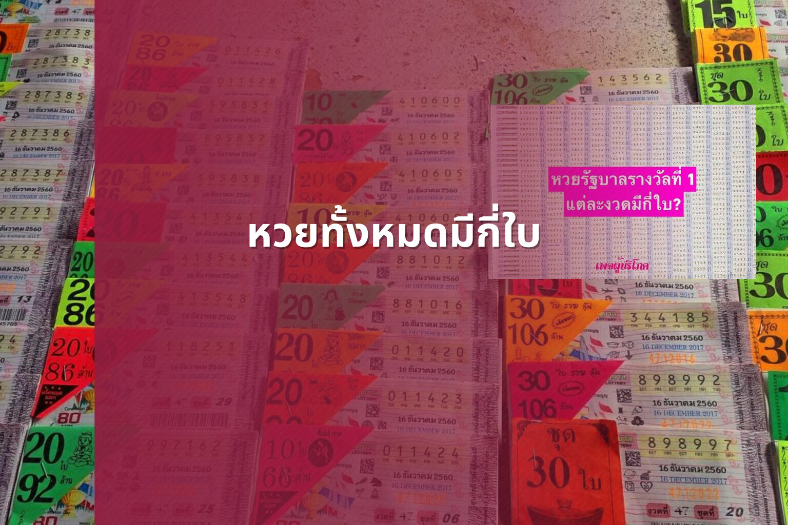 หวยทั้งหมดมีกี่ใบ - lottery types