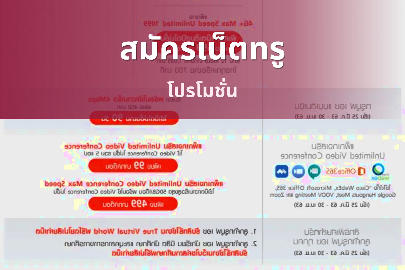 สมัครเน็ตทรู โปรโมชั่น