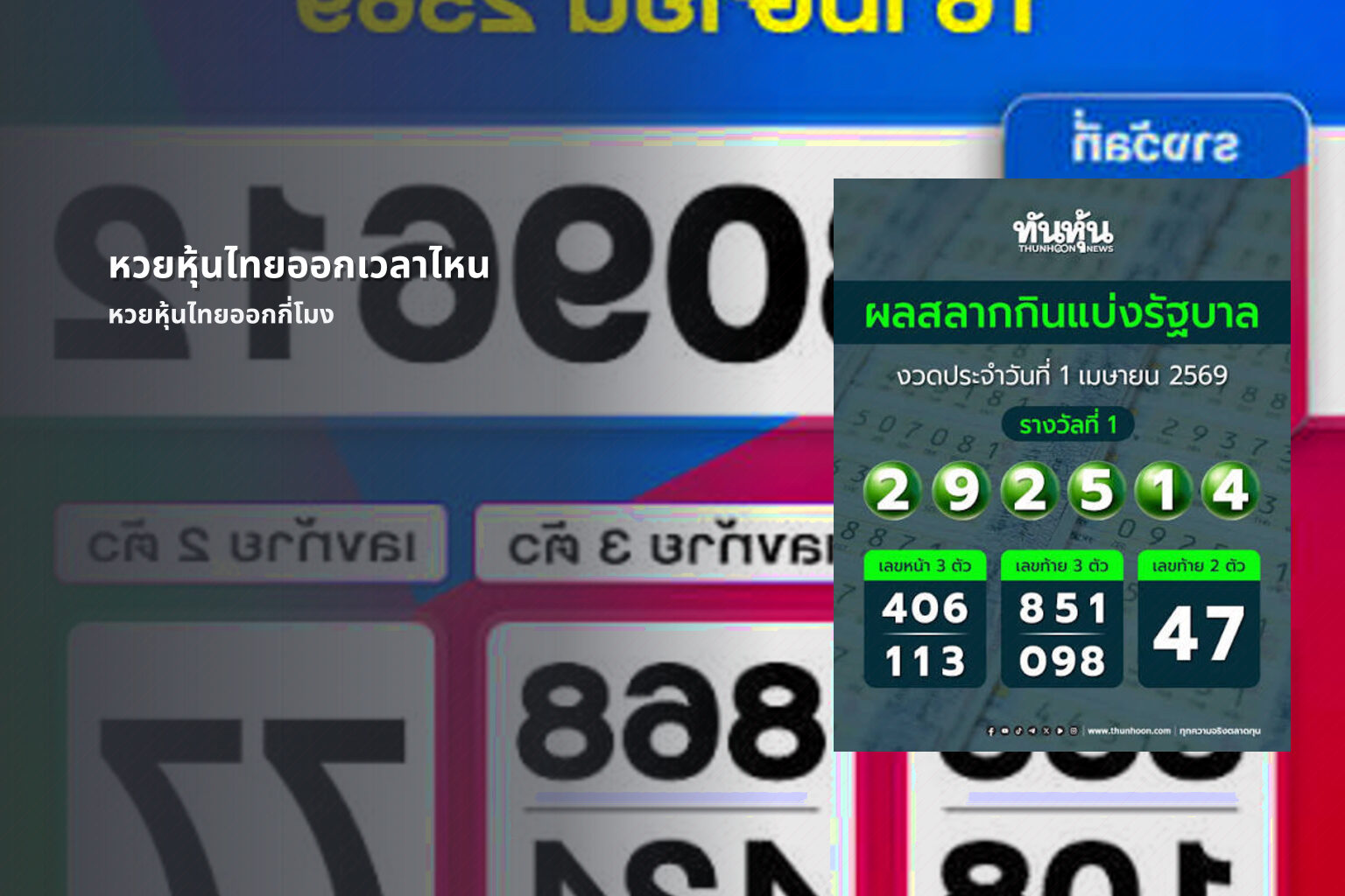 หวยหุ้นไทยออกเวลาไหน หวยหุ้นไทยออกกี่โมง