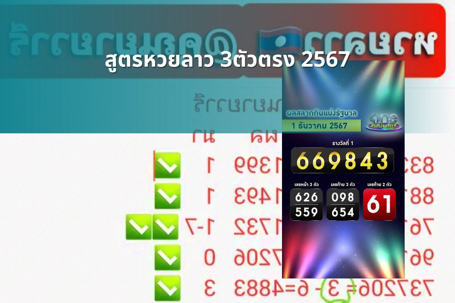 สูตรหวยลาว 3ตัวตรง 2567 - หวยลาว