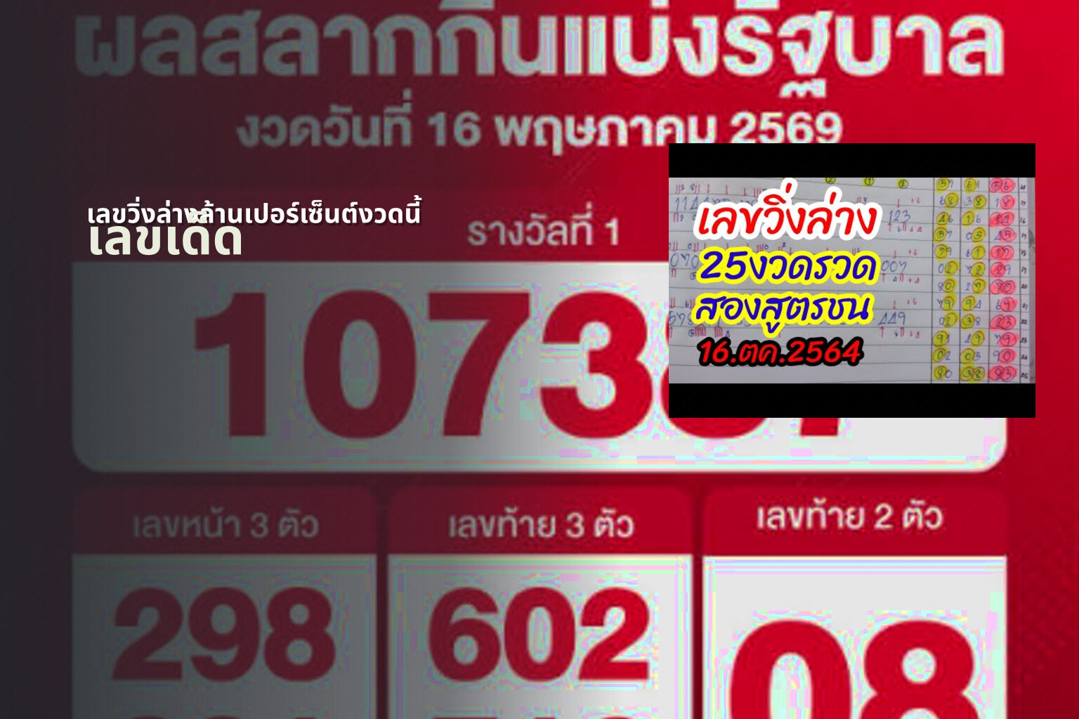 เลขวิ่งล่างล้านเปอร์เซ็นต์งวดนี้ เลขเด็ด