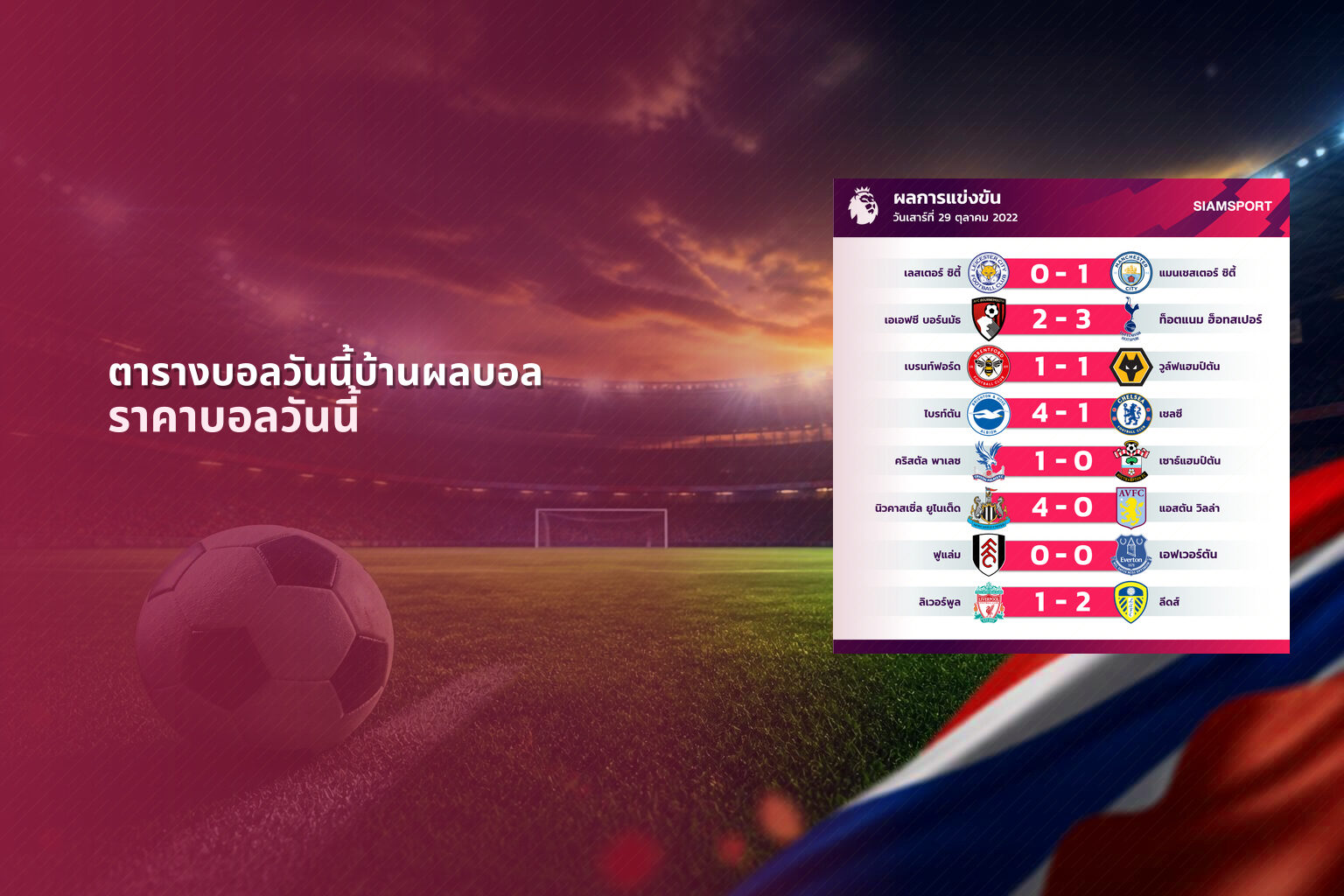 ตารางบอลวันนี้บ้านผลบอล ราคาบอลวันนี้