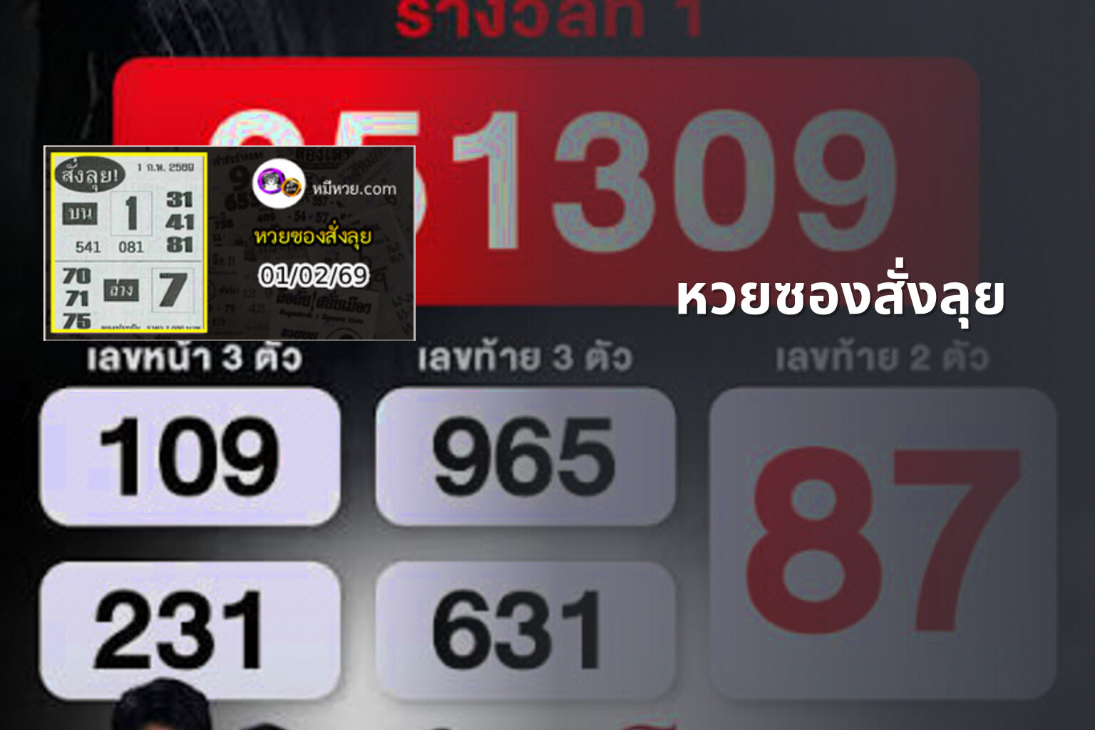 หวยซองสั่งลุย - lottery tips