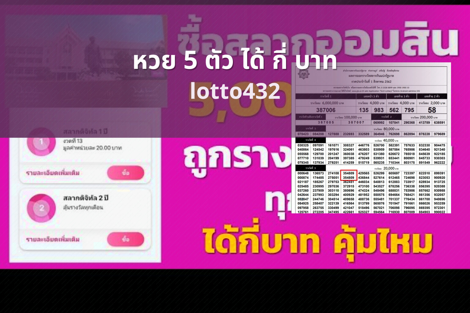 หวย 5 ตัว ได้ กี่ บาท - lottery winnings for 5 digits