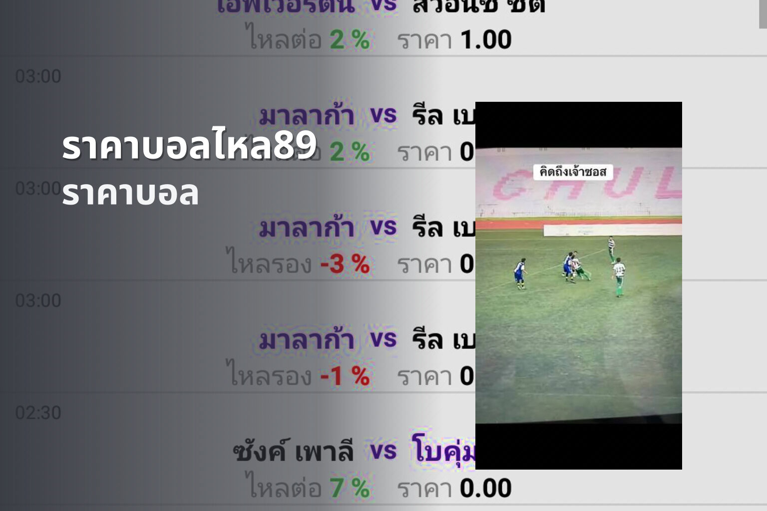 ราคาบอลไหล89 - football odds