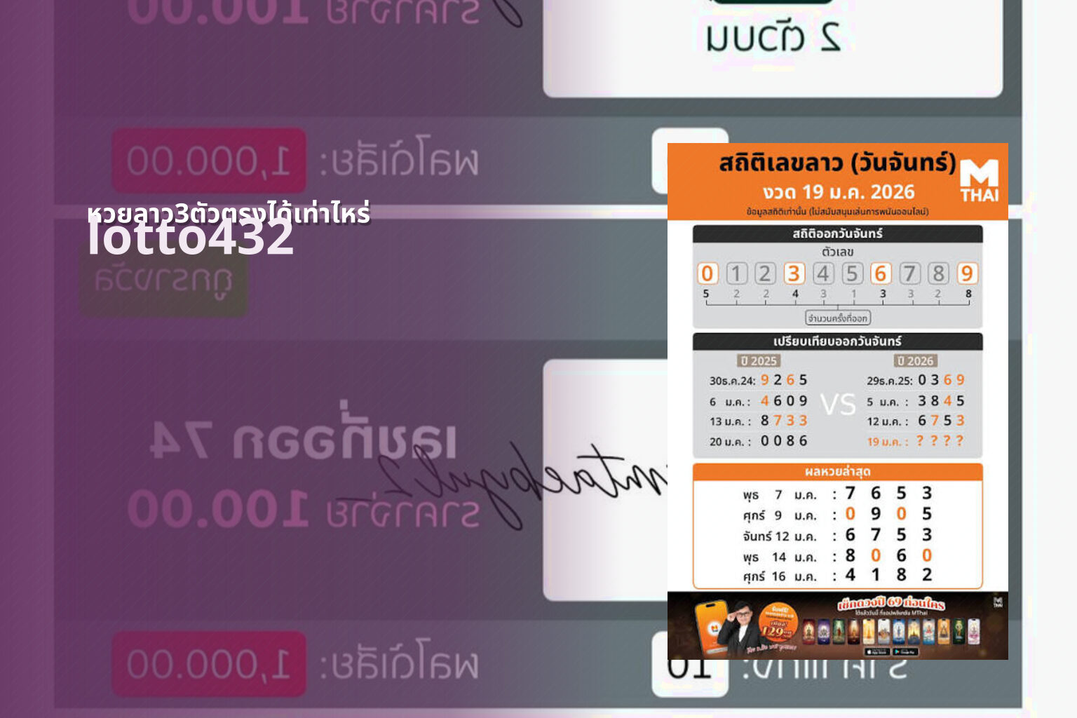 หวยลาว3ตัวตรงได้เท่าไหร่ lotto432