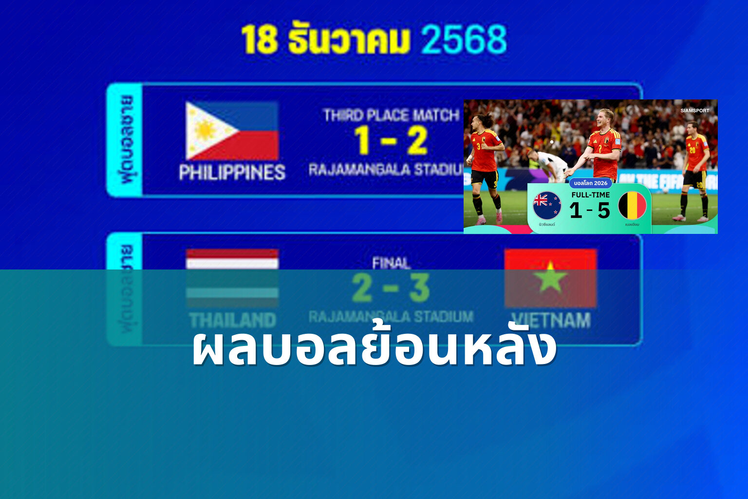 ผลบอลย้อนหลัง - football match results