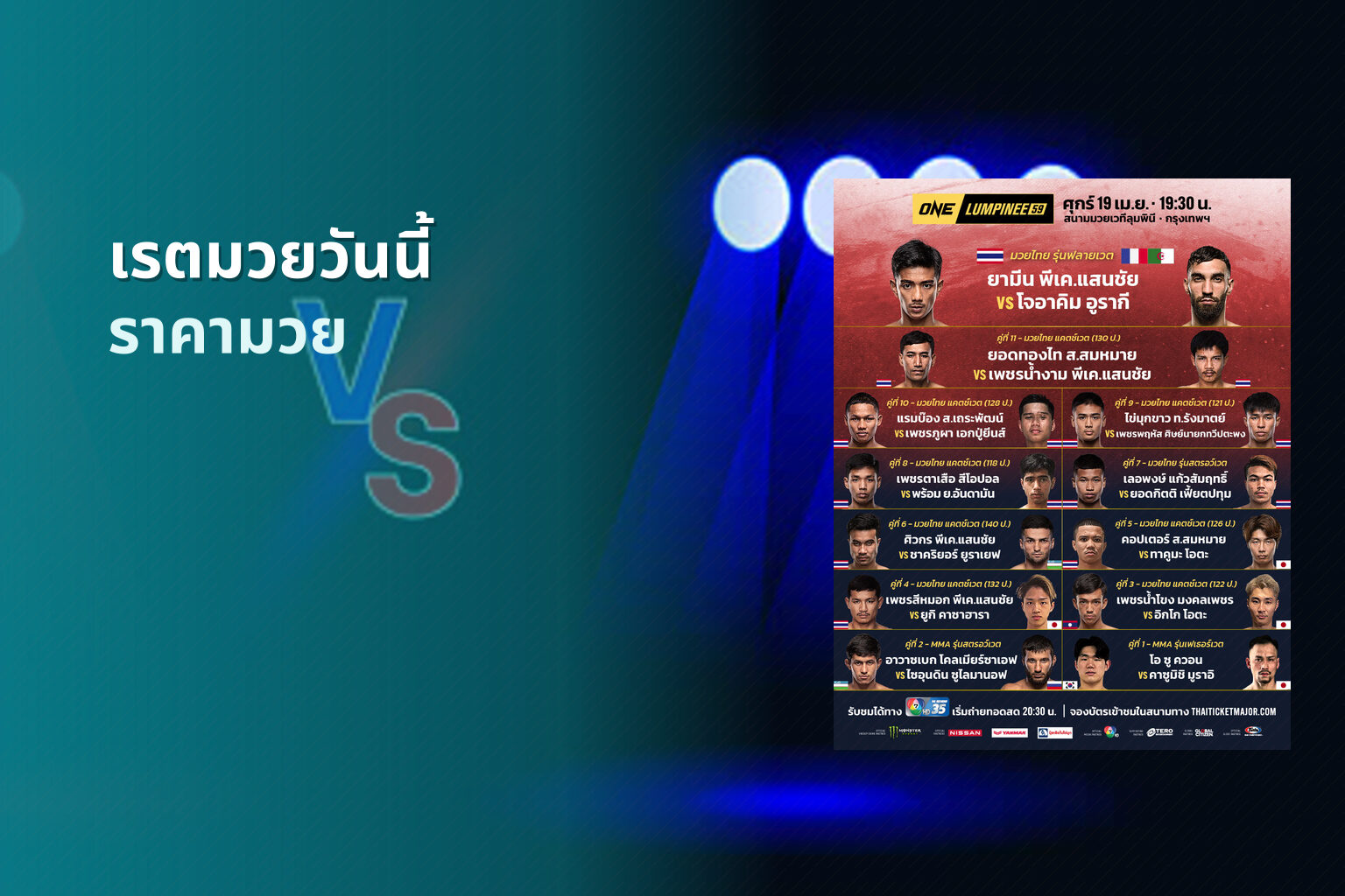 เรตมวยวันนี้ ราคามวย