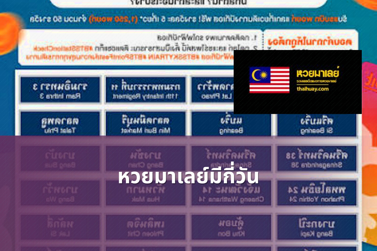 หวยมาเลย์มีกี่วัน - lottery schedule