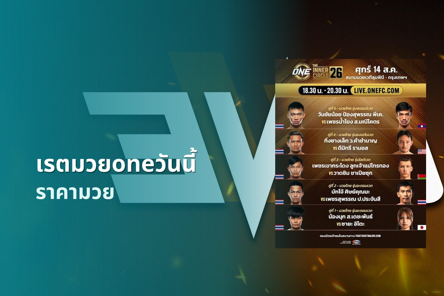 เรตมวยoneวันนี้ - boxing odds