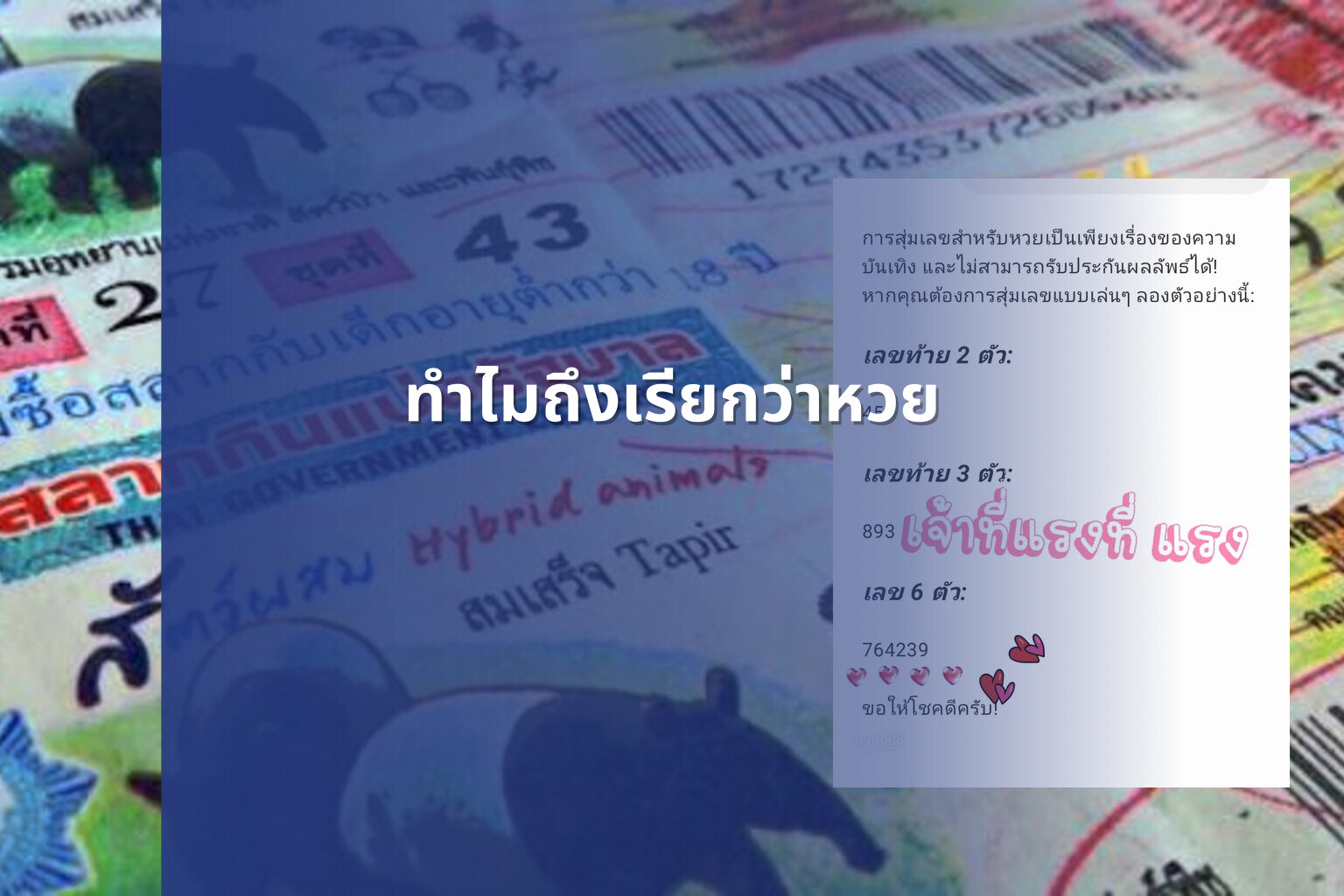 ทำไมถึงเรียกว่าหวย - lottery terminology