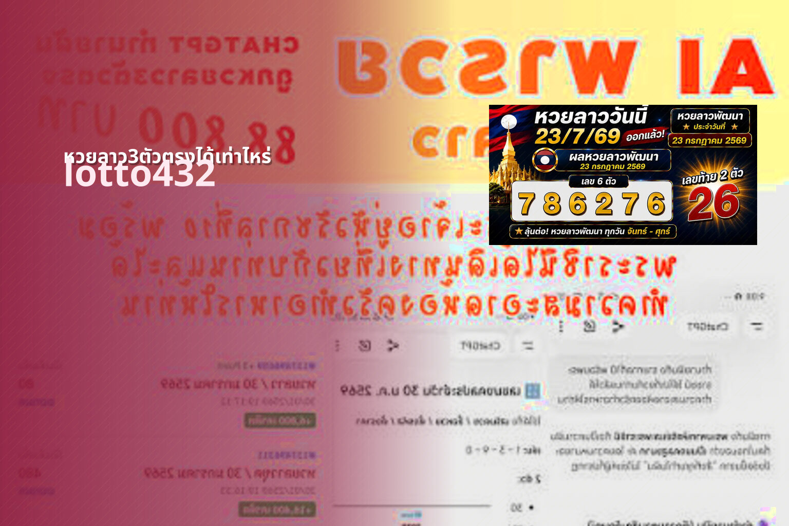 หวยลาว3ตัวตรงได้เท่าไหร่ lotto432