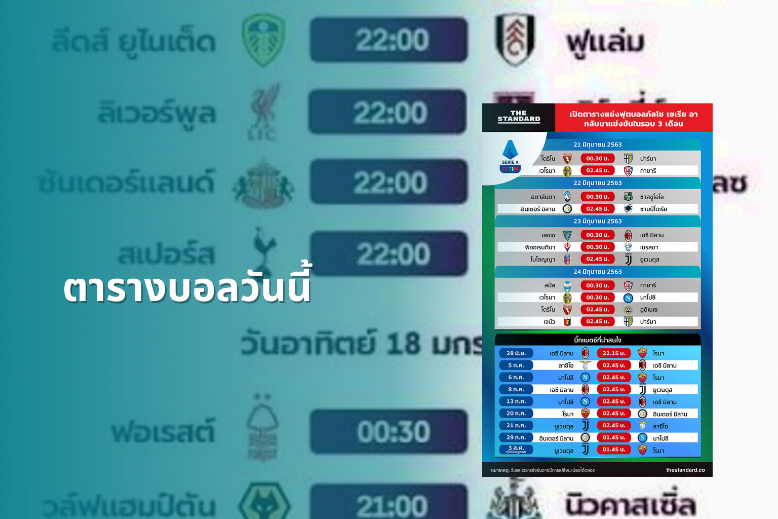 ตารางบอลวันนี้ - sports schedules