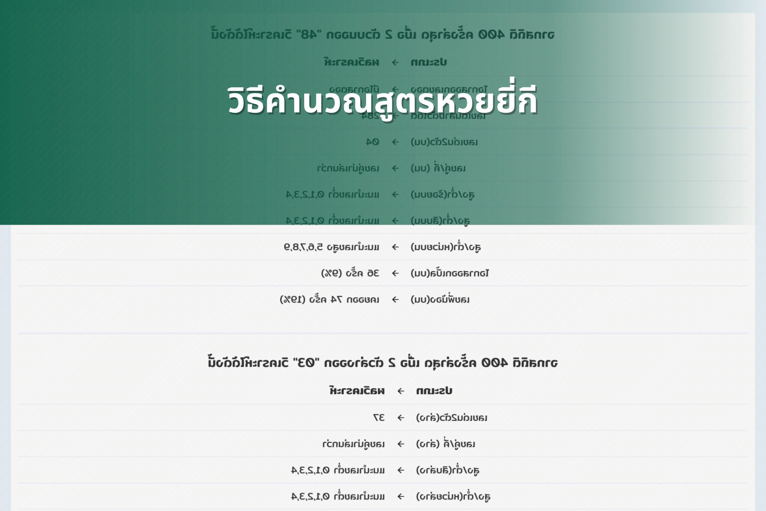 วิธีคำนวณสูตรหวยยี่กี - หวยยี่กี